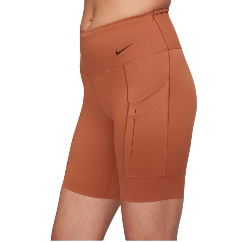 Nike High-Rise Pocket Bike Shorts — Rust size XXS
